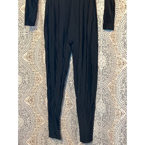 Black Long Sleeve Full Body Jumpsuit With Back Zipper Closure - Picture 5 of 8